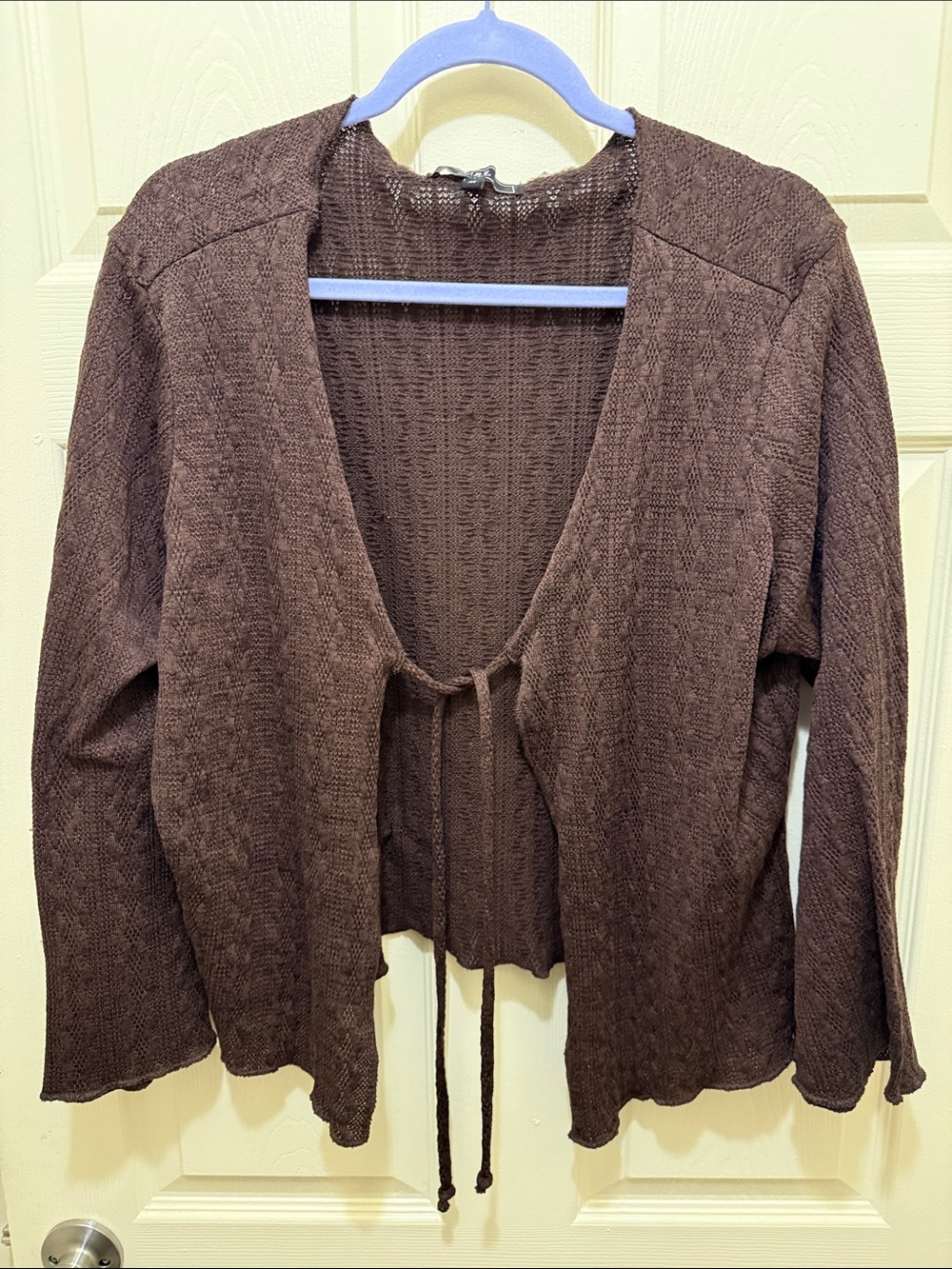 Vibe Brown Tie-Front Knit Cardigan